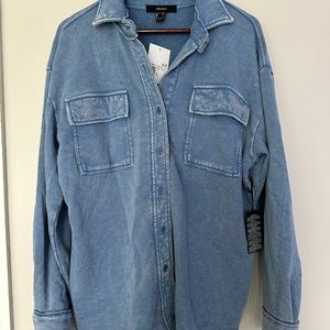 NWT Forever 21 Super Soft Blue Denim Look Shacket L